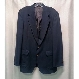 Vtg Talbot Jaimes‎ Navy Blue 2 Gold Button Sport Coat Blazer Mens 42L USA Preppy